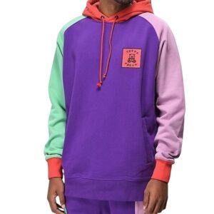 Teddy Fresh Purple and Green Color-Block Hoodie Sweatshirt